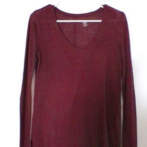 Mossimo Burgundy Linen Blend Long Sleeve V-Neck Top – Women’s XS